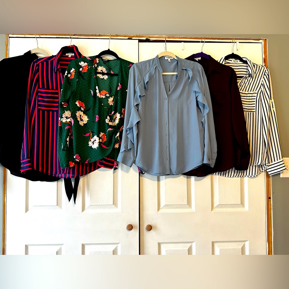 Six (6) Women’s Express dress shirts size medium